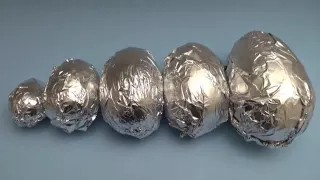 Learn Sizes with Surprise Eggs! Opening HUGE Shiny Silver Chocolate Mystery Eggs!