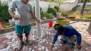 Pablo and The Man. DIY. How to grout brick pavers.