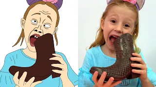 Nastya and dad a story for kids about harmful sweets and candies Drawing Meme 2