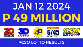Lotto Result January 12 2024 9pm PCSO