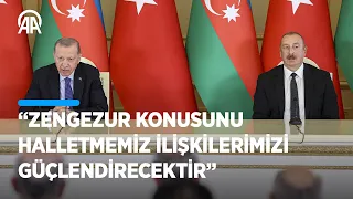 Cumhurbaşkanı Erdoğan, Azerbaycan Cumhurbaşkanı İlham Aliyev ile ortak basın toplantısı düzenledi