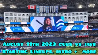Blue Jays Vs Cubs August 11th 2023 Starting Lineups intro, Belt Home Run National Anthems MUST SEE