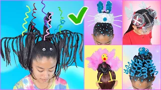 5 PEINADOS LOCOS 🤪 Y DIVERTIDOS PARA NIÑAS 😜🤘🏻 | crazy hairstyles ✅