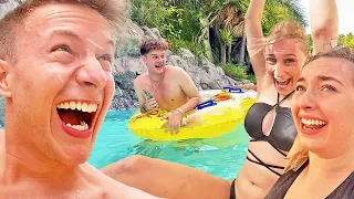 Wer länger im Wasserpark aushält, gewinnt 🤯 1000€ Challenge (ft. Chrissi, Calvin & Sasette)