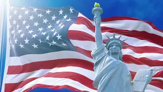 One-hour music relaxing screensaver with flag of usa