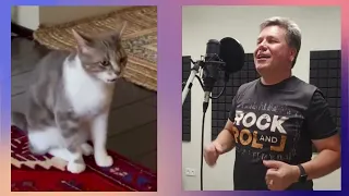 Поём с котом. Поющий кот поет песню с человеком под музыку! Прикол! Георгий Серебряков vs Кот Элвис