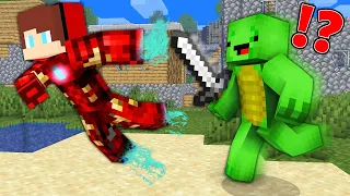 JJ IRON MAN Speedrunner vs Mikey Hunter in Minecraft Challenge - Maizen