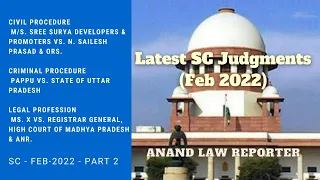 Latest Supreme Court Judgments - Feb 2022 (Part 2) | Supreme Court Cases | ALR