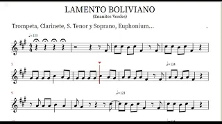 Lamento Boliviano - Enanitos Verdes - (PlayBack)Partitura para Trompeta,Clarinete, S.Tenor-Soprano