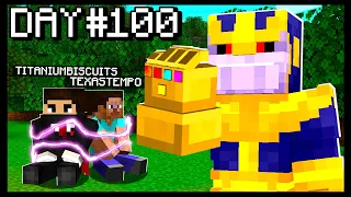 We Survived 100 Days In Minecraft VS THANOS as Superheroes