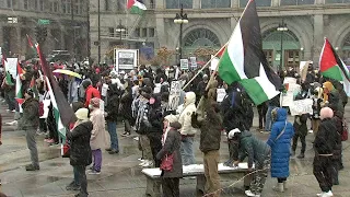 Pro-Palestinian demonstrators march through downtown Chicago