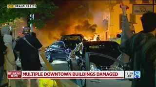 Vandalism, fires, looting in downtown Grand Rapids