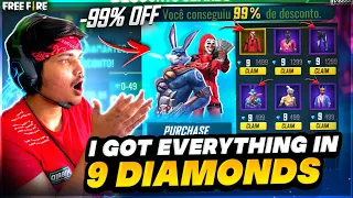 I Got Everything In 9 Diamonds😍 All Rare Bundles,Skins And Emotes || Poor To Rich -Garena Free Fire
