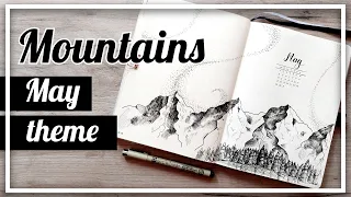 PLAN WITH ME | May 2023 Bullet journal theme | Mountains theme | Nature theme black&white