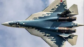 Airplane and music . The beauty of technology. Su-57