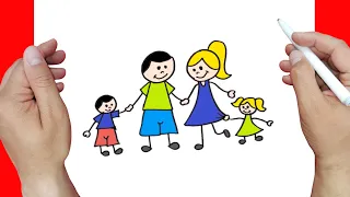 Como dibujar una familia facil y rapido 👨‍👩‍👧‍👦👨‍👩‍👧‍👦