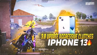 3.0 UPDATE AGGRESSIVE CLUTCHES🔥IPHONE 13 SMOOTH + EXTREME PUBG / BGMI TEST 2024⚡️5 FINGER GAMEPLAY