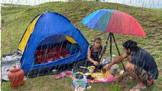 Camping in heavy Rain & wind Storm ⛈️ | camping in mountain | camping in non stop heavy rain ☔️