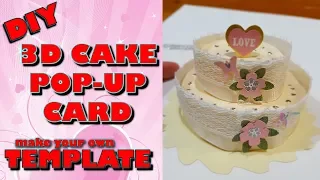 Making 3D CAKE pop-up card | DIY | Tutorial | make your own template