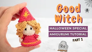 Good Witch Halloween mini amigurumi crochet tutorial - How to crochet an amigurumi Witch. PART 1