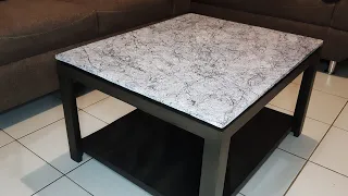 EFECTO MÁRMOL | 1 FORMA de HACERLO muy fácil sobre mesa de centro en madera