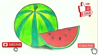 How to Draw a Watermelon || How to Draw Watermelon || Watermelon Drawing || @RashmiRioArt