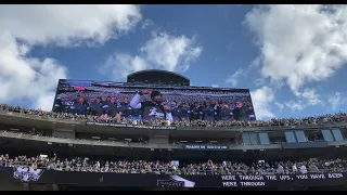 Charles Woodson chants Raiders with fans one last time during the final home game.