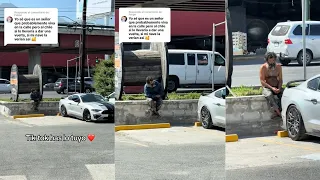 un indigente es captado admirando un auto de lujo en Monterrey y se vuelve viral