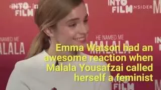 Emma Watson had an awesome reaction when Malala Yousafzai called herself a feminist.