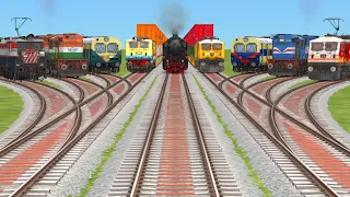NINE TRAINS RUN FROM BUMPY BRANCHED RAILROAD TRACK || Trains Crossing || railway