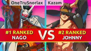 GGST ▰ OneTruSnorlax (#1 Ranked Nagoriyuki) vs Kazam (#2 Ranked Johnny). High Level Gameplay