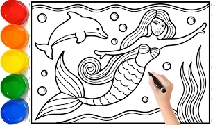 How to Draw a Mermaid Princess for Kids 🐬Mermaid Princess Drawing and Coloring Pages for Kids2