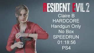 RESIDENT EVIL 2 REMAKE Claire B Hardcore handgun only, no box Speedrun in 01:18:56 PS4 MAR/15/2021