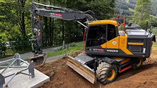 Leveling and backfilling of New Foundations in Mountain Landscape