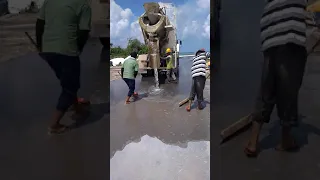 Maafaru International Airport Road Under Progress Cleaning by Transit Mixer Vehicle New style.