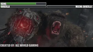 Godzilla vs Kong Final Battle with healthbars | Godzilla and Kong fight Mechagodzilla