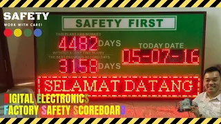 Electronics LED Safety First Auto Count OSHA LTI Factory Safety Scoreboard | Accident Free Days