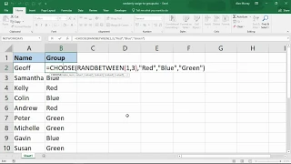 Randomly Assign Names to Groups - Excel Formula