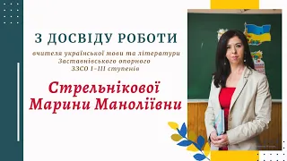 З досвіду роботи вчителя української мови та літератури СТРЕЛЬНІКОВОЇ МАРИНИ МАНОЛІЇВНИ