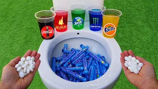 Mentos VS Coca Cola, Sprite, Monster, Fanta, Burn and Mentos in Toilet