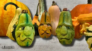 Woodcarving a Goofy Gourd!! Hand Tool Woodcarving (no talking)