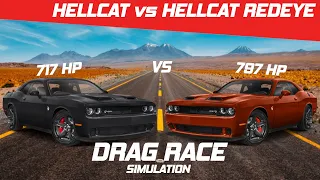 Hellcat vs Hellcat Redeye Drag Race | 1/4 Mile | Visualizer