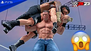 WWE 2K23 - John Cena vs. Brock Lesnar vs. Roman Reigns - WrestleMania XL Main Event | PS5™ [4K60]