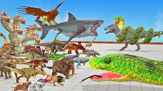 Giant Titanoboa vs Wild Animals Dinosaurs Reptiles Battle - Revolt of Animal Revolt Battle Simulator