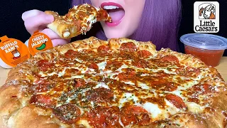 ASMR LITTLE CAESARS PIZZA MUKBANG (NO TALKING) PEPPERONI & CHEESE STUFFED CRUST