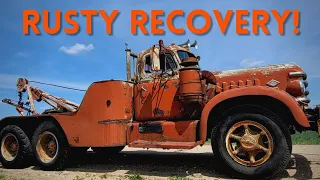We tow the 1952 Diamond T wrecker to the Rust Ranch! PLUS Junkyard Picking! Antique auction truck!