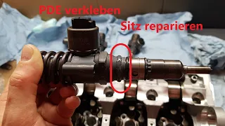 Pumpedüse Element verkleben - Sitz reparieren PDE 2.0TDI 16V  Teil10 Audi VW Seat Skoda BKD