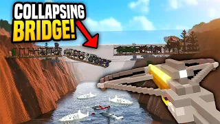 CANYON BRIDGE COLLAPSES WITH SHARKS BELOW - Teardown Mods Gameplay