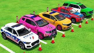 ALL POLICE CARS ! TRANSPORTING AUDI, DACIA, VOLKSWAGEN, CHEVROLET WITH MAN TRUCKS ! FS 22