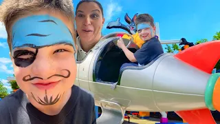 Caleb is a PIRATE! KiDS Face PAINT MAKEOVER at SIX FLAGS! , RAINFOREST CAFE AND LEGO STORE!